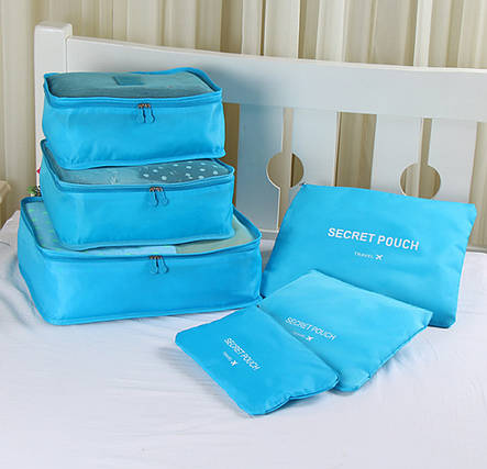 Набір дорожніх органайзерів Laundry Travel Pouch 6 шт блакитний YU227, фото 3