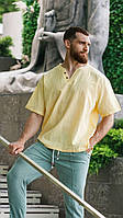 Рубашка мужская стильная льняная 46-48; 50-52 (2 цв.) "LARA-5" недорого от прямого поставщика