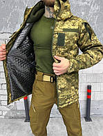 Зимняя тактическая куртка пиксель omni-heat на синтепоне, военная куртка осень-зима рип-стоп не промокает зсу