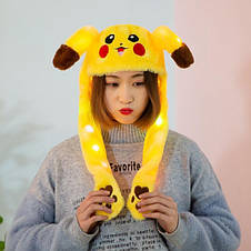 Жовта шапка Pikachu, що світиться, з рухомими вухами  YU227, фото 3