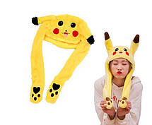 Жовта шапка Pikachu, що світиться, з рухомими вухами  YU227, фото 2