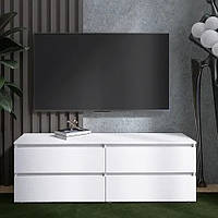 Широка Тумба для телевізора 1400 ЛТВ Лайт Біла (140х38х49 см) Еверест