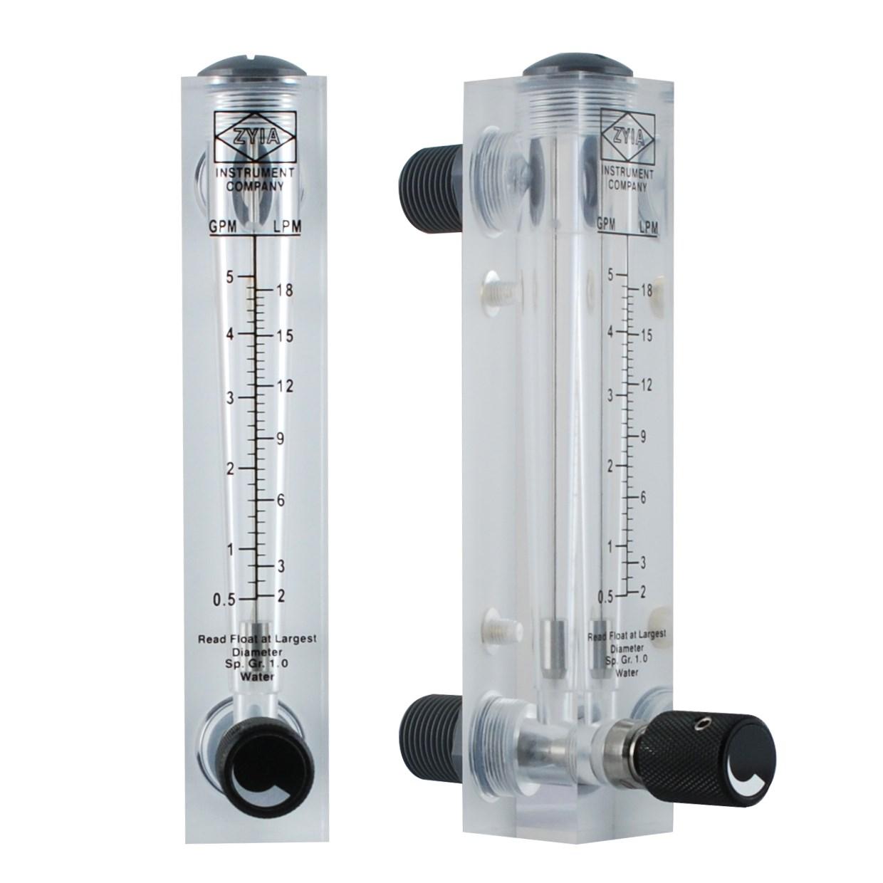 Ротаметр 0,5-5 GPM, LPM 2-18 л/хв панельний з регулюванням, фото 1