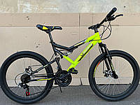 Двухподвесный Горный Велосипед Azimut Viper Scorpion 24 D Рама 17 Черно-лимонный, в разобранном виде на 20%