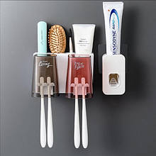 Настінний органайзер для зубних щіток з диспенсером-дозатором для зубної пасти XL-153 YU227