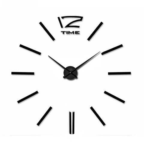 Великий настінний годинник 3D black DIY Clock 70-150 см YU227