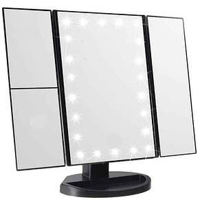 Дзеркало для макіяжу з LED підсвічуванням Superstar Magnifying Mirror 22 Black чорне YU227, фото 5