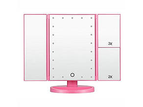 Дзеркало для макіяжу з LED підсвічуванням Superstar Magnifying Mirror 22 Pink Рожева YU227