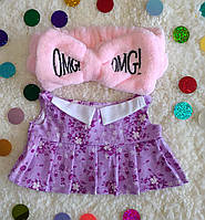 Одежда для уточки Лалафанфан наряд для утки LaLafanfan сиреневое платье и розовая повязка Masyasha H-01-071