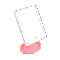 Настільне дзеркало для макіяжу з LED підсвічуванням 22 світлодіодів Pink Рожева YU227