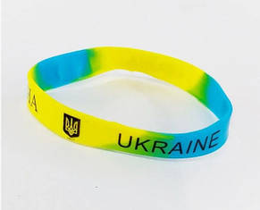 Браслет силіконовий Україна Urkaine жовто-блакитнийз  гербом YU227, фото 2