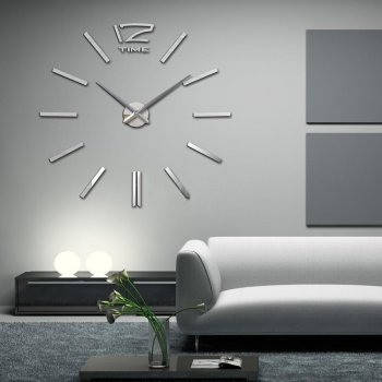 Великий настінний 3D годинник DIY Clock 80-100 см Палички Золото YU227, фото 2