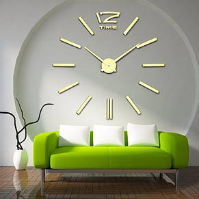 Великий настінний 3D годинник DIY Clock 100-120 см Палички Золото YU227, фото 2