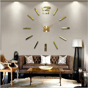 Великий настінний 3D годинник DIY Clock 100-120 см Палички Золото YU227, фото 2