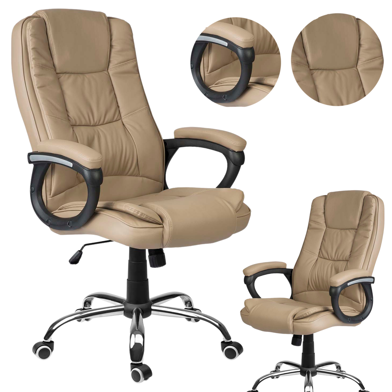 Офісне крісло керівника з екошкіри Sofotel Porto 2437 Beige Premium, Крісла та стільці для офісу високі