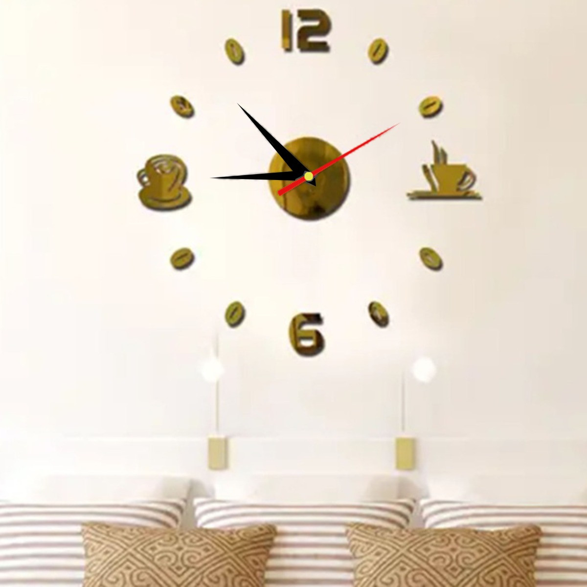 Настінні 3D годинники DIY Clock 80-100 см Кава Золото YU227