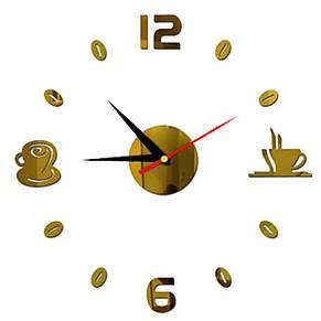 Настінні 3D годинники DIY Clock 80-100 см Кава Золото YU227, фото 2