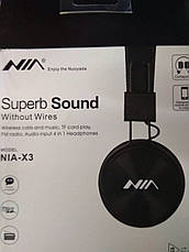 Навушники безпровідні Ня X3 Black з мікрофоном (NIAZ33547BK) YU227, фото 2