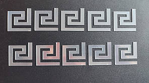 Дзеркальні акрилові наклейки Орнамент срібло 10 шт (5 х 5 см) Б153, фото 1