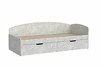 Ліжко з шухлядами 90+2С ательє світлий Компаніт, односпальне ліжко для спальні