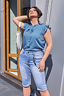 Бриджи женские джинсовые полубатальные 32,34,36,38,40 "LARA-5" недорого от прямого поставщика