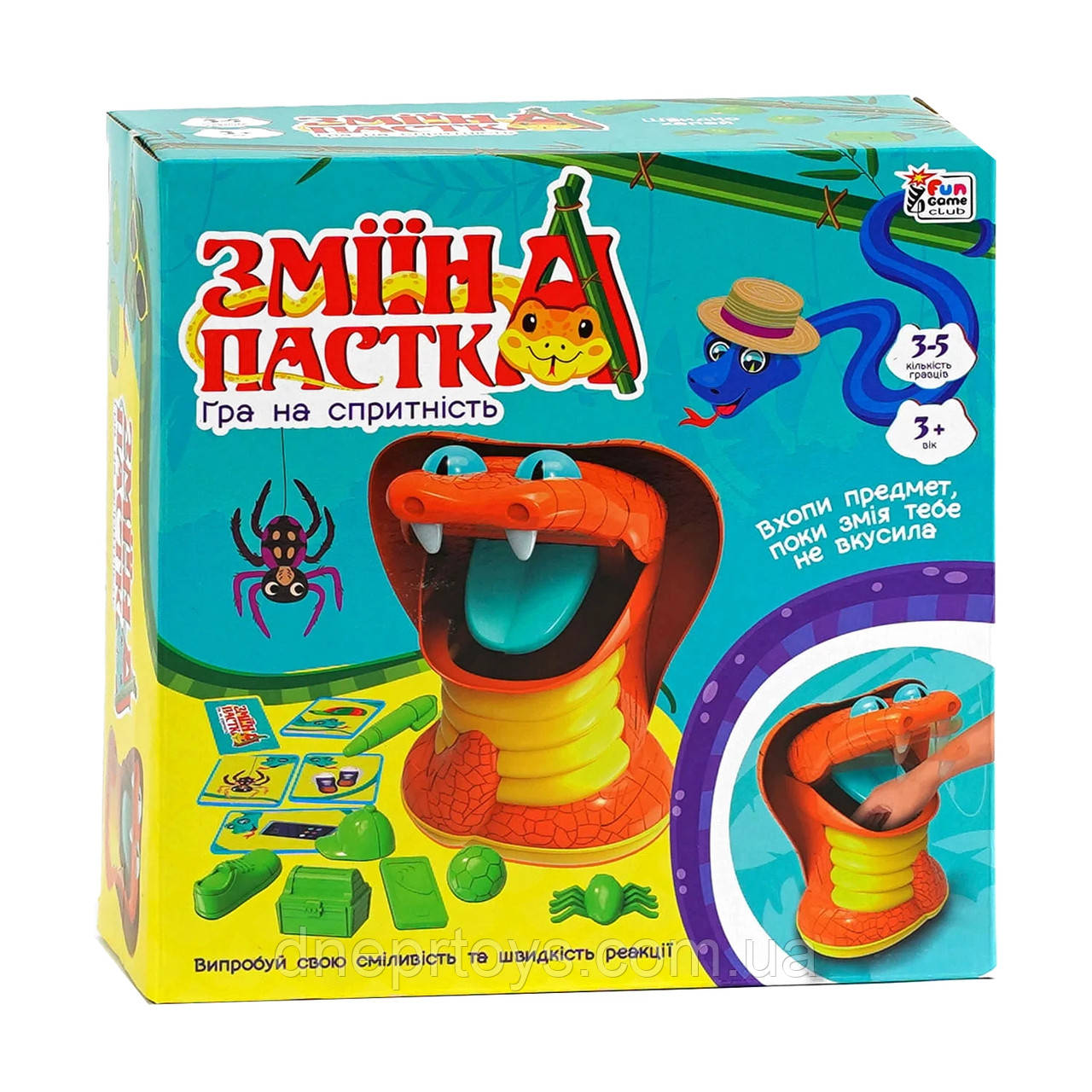 Настільна дитяча гра Зміїна пастка 4FUN Game Club, ігрова платформа, 10 карток, 10 предметів, в кор 26*11*26см (38265), фото 1