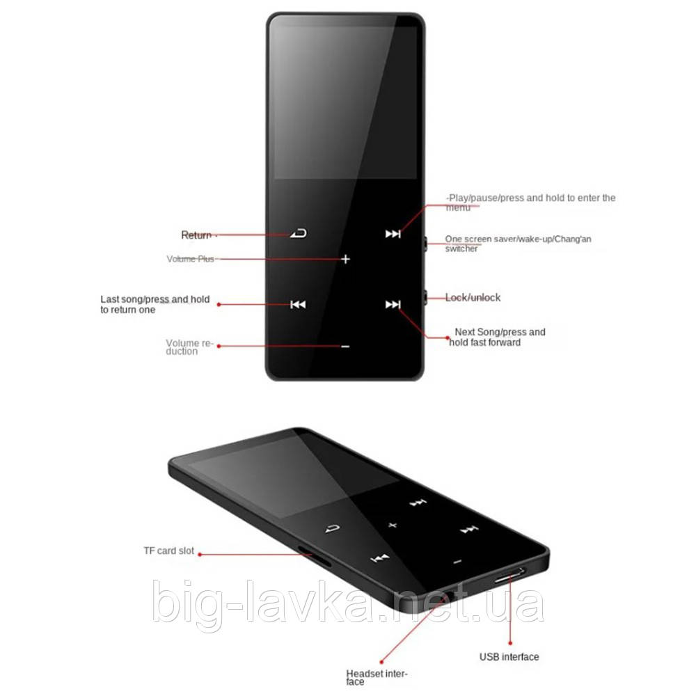 MP4 плеєр диктофон Bluetooth 16 Гб JS-04 Чорний