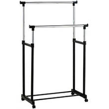 Підлогова, подвійна телескопічна вішалка-стійка для одягу Double Bar Rack Hight Ajustable (30 кг).Уцінка!!! YU227