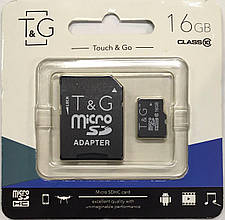 Карта пам'яті micro SDHC, 16Gb, Class 10, T&G, SD адаптер (TG-16GBSDCL10-01) YU227