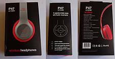 Накладні бездротові навушники P47 4.1+EDR Wireless headphones bluetooth ЧОРНО-ЧЕРВОНІ ( beats solo 2) YU227, фото 3