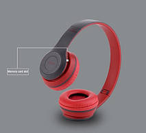 Накладні бездротові навушники P47 4.1+EDR Wireless headphones bluetooth ЧОРНО-ЧЕРВОНІ ( beats solo 2) YU227, фото 2