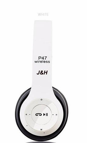 Накладні бездротові навушники P47 4.1+EDR Wireless headphones bluetooth білі YU227, фото 2