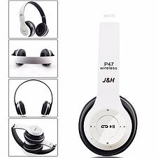 Накладні бездротові навушники P47 4.1+EDR Wireless headphones bluetooth білі YU227, фото 2