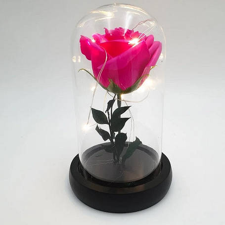 Роза в колбі з LED підсвічуванням маленька рожева №А51 YU227, фото 2