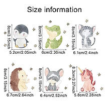 Вінілові наклейки 6 звірят 8 х 7 см 6 штук Б284-6 -2, фото 2