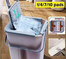Швабра ледащо з відром Supretto Scratch Cleaning Mop зі складною ручкою і системою віджиму YU227, фото 6