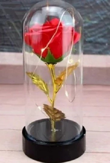 Роза в колбі з LED підсвічуванням маленька червона №А54 YU227