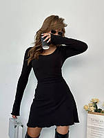 Женское приталенное платье мини, с корсетом по спинке, черное