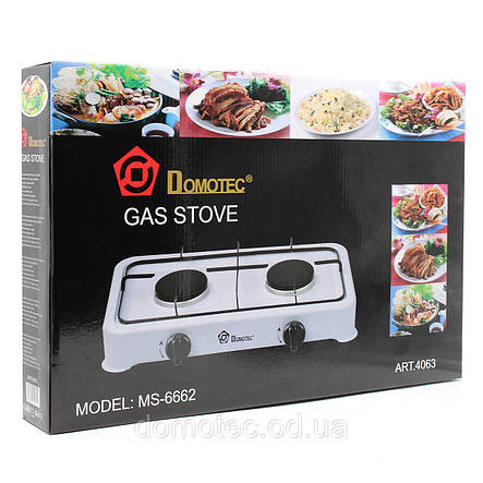 Газова плита Domotec MS 6662 (Настільна 2 конфорки) YU227, фото 3