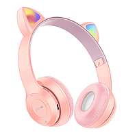 Беспроводные Bluetooth наушники Cat Ear с кошачьими ушками Розовые YU227