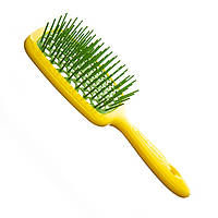Різниця для волосся Super Hair Brush Жовта із зеленим YU227