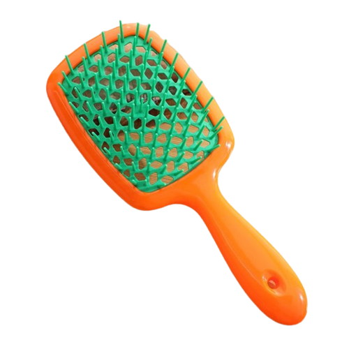 Гребінець для волосся Super Hair Brush Помаранчева із зеленим YU227