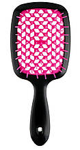 Гребінець для волосся Super Hair Brush Чорна з рожевимм YU227