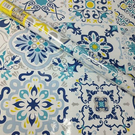 Самоклеюча плівка з візерунками 2х60 блакитний візерунок YU227, фото 1