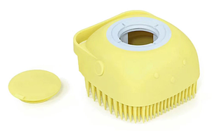 Силіконова масажна щітка мочалка Silicone Massage Bath Brush Жовта YU227, фото 3