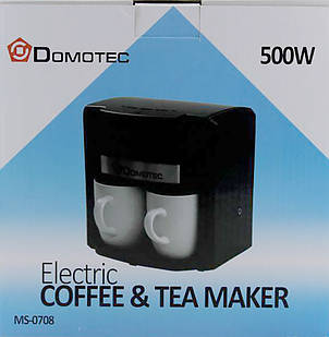 Крапельна кавоварка Domotec MS 0708 з двома порцеляновими чашками White в комплекті YU227, фото 3