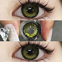Линзы цветные контактные оригинальные 1 пара. Крейзи линзы для косплея DIAMOND-GREEN Зеленый