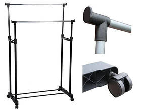 Підлогова телескопічна вішалка-стійка до 30 кг Double Bar Rack Hight Ajustable YU227, фото 3