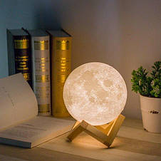 Нічний світильник у вигляді місяця 3D Moon Light 15 см сенсорний на 3 режими підсвічування YU227, фото 4