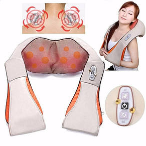 Масажер для шиї і плечей New Massager of Neck Kneading 2 роликовий з функцією обігріву 12V 24W YU227, фото 5